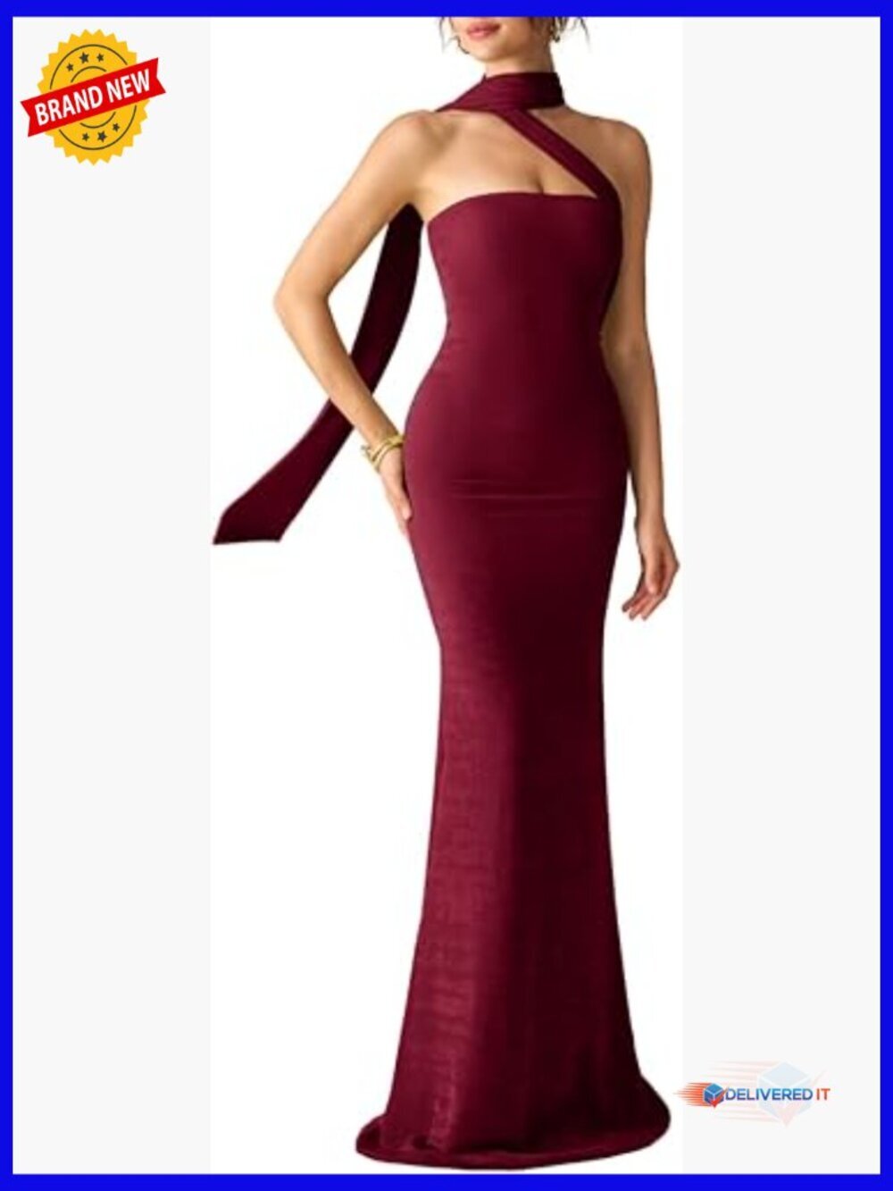 Strapless Formal Dress with Scarf, Long Sheath Wedding Guest Outfit